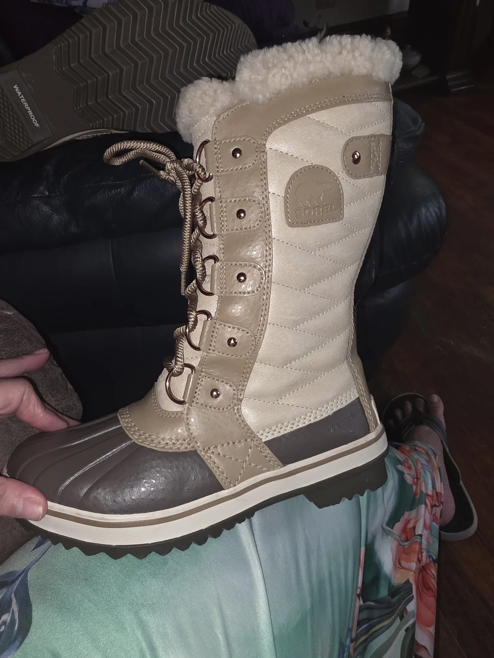 Sorel Women's Beige & Brown Waterproof Winter Lace-Up Boots